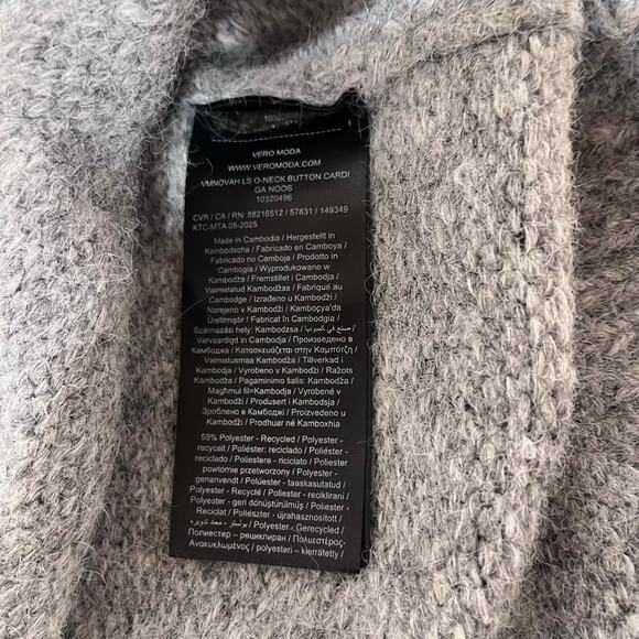 Vero Moda NWT Novah Cardigan Sweater Round Neck Gray Sz Small - Picture 7 of 9